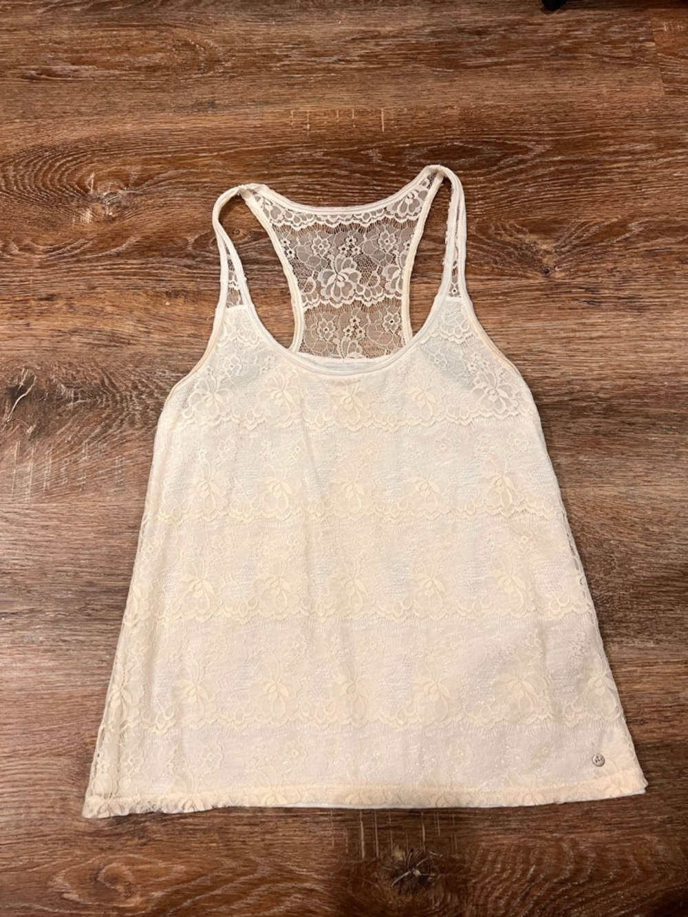 Abercrombie & Fitch Lace Racerback Tank Top - Cream